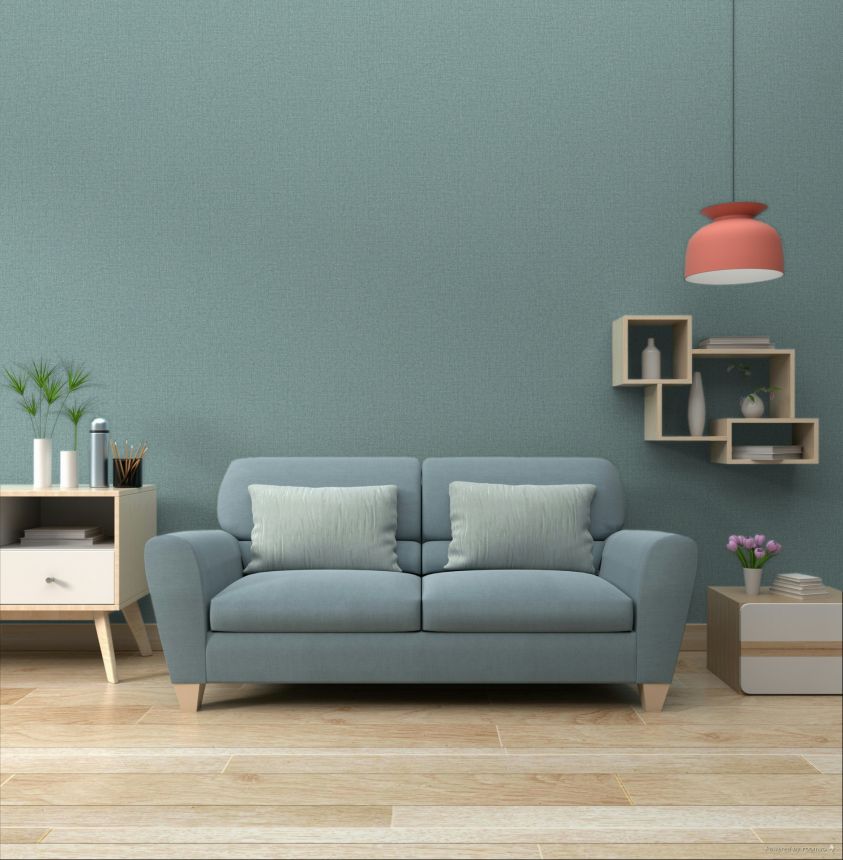 Non-woven wallpaper, blue, fabric imitation, 340641, Linen Look, Eijffinger