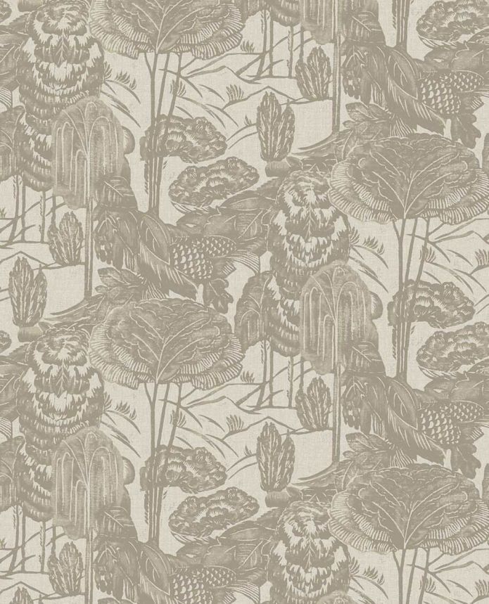 Non-woven wallpaper, brown-beige, leaves, trees, 340541, Groovy, Eijffinger