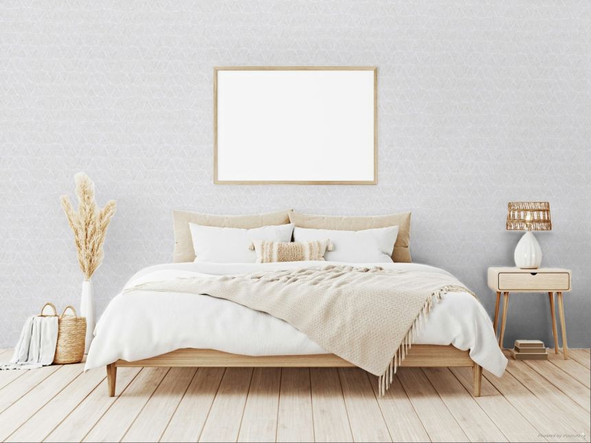 Geometric non-woven wallpaper, cream-silver, 340340, Sensory Eijffinger