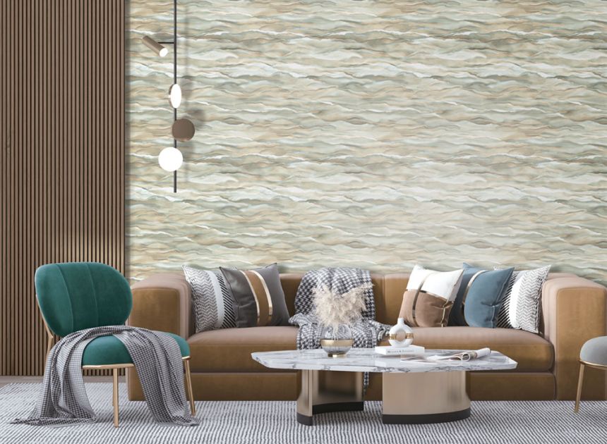 Non-woven wallpaper, white-grey, waves, marble, SA524041, Santa Fe, Design ID