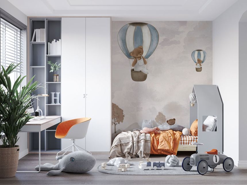 Children's non-woven wall mural, balloons, teddy bears, CW6135-1, Cute Walls, Decoprint