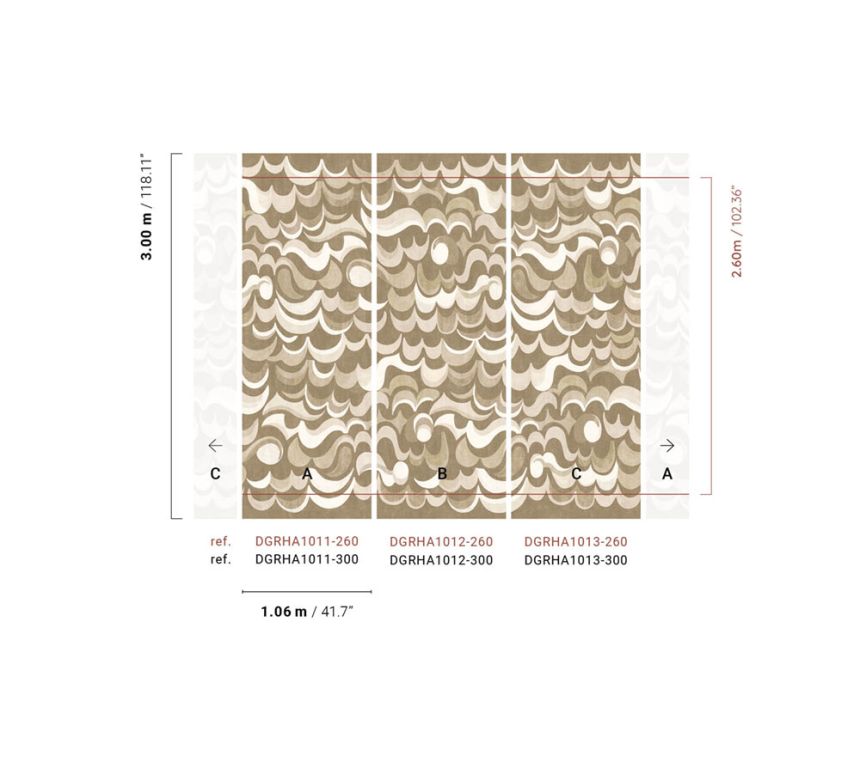 Non-woven wall mural, brown-beige, waves, DGRHA1012-300, Rhapsody, Masureel