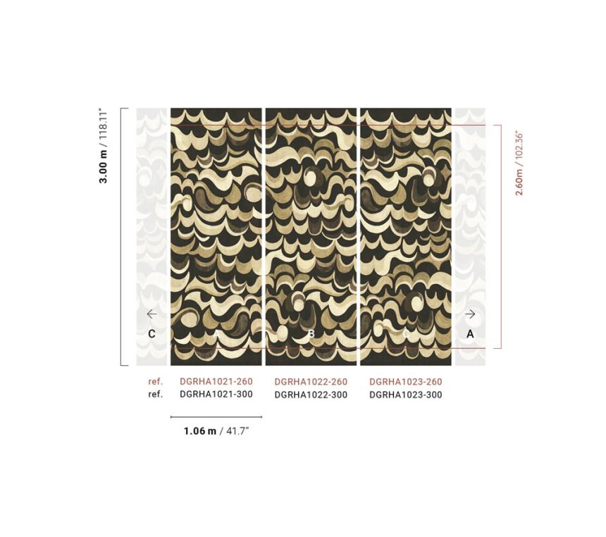Non-woven wall mural, brown, waves, DGRHA1021-300, Rhapsody, Masureel