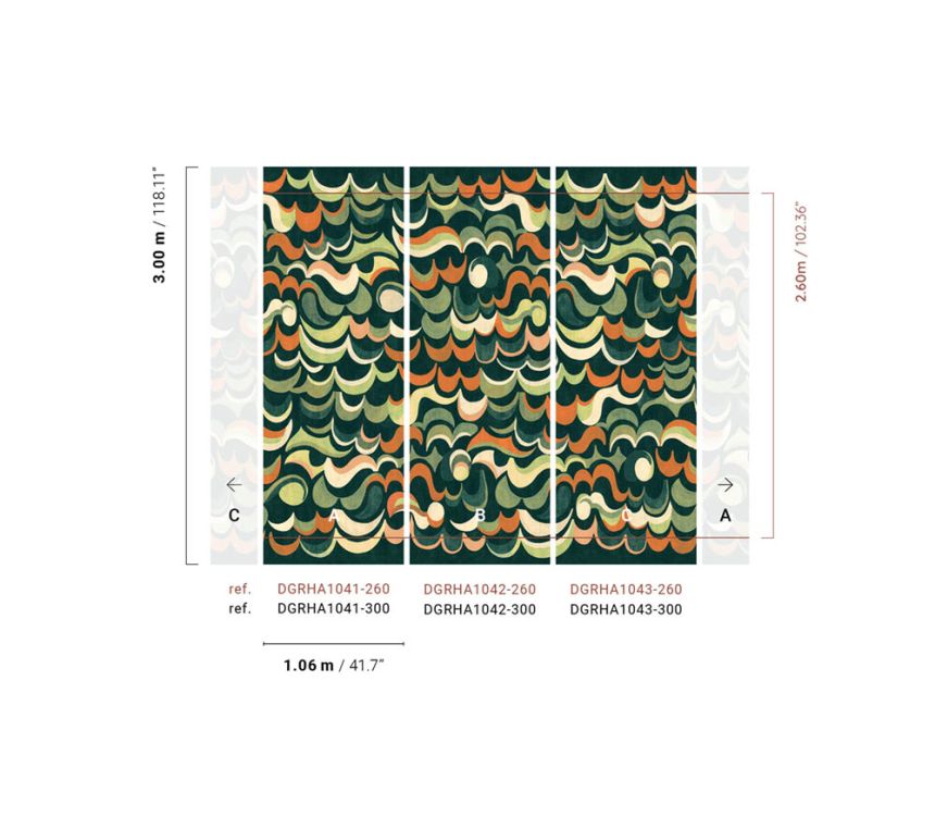 Non-woven wall mural, green, waves, DGRHA1042-300, Rhapsody, Masureel
