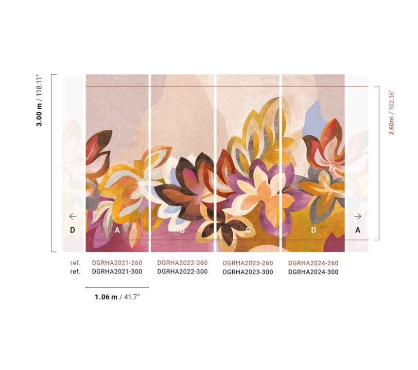Non-woven wall mural, flowers, DGRHA2022-300, Rhapsody, Masureel