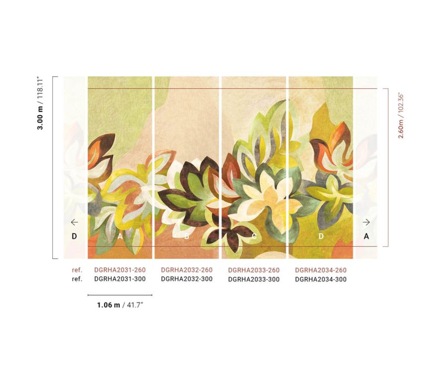 Non-woven wall mural, flowers, DGRHA2032-260, Rhapsody, Masureel