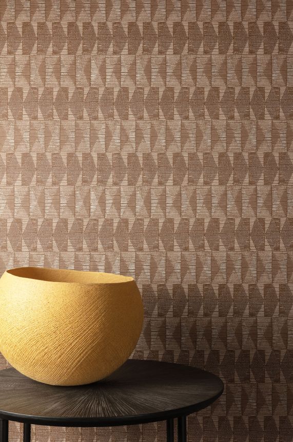 Geometric non-woven wallpaper beige, ethno, AMA201, Amani, Masureel