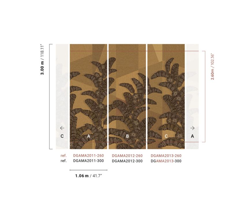 Non-woven wall mural, brown, leaves, DGAMA2012-300,  Amani,  Masureel