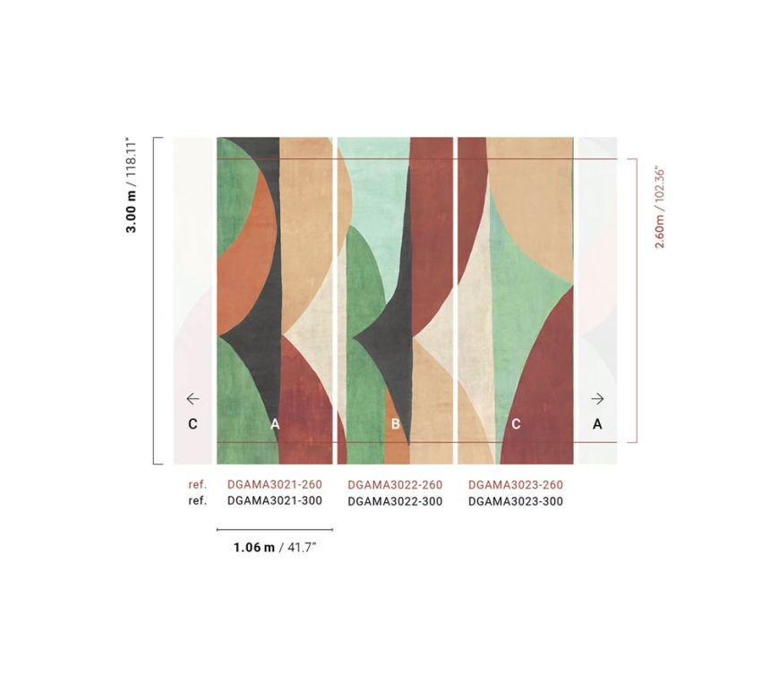 Geometric non-woven wall mural, green-brown, DGAMA3021-260, Amani, Masureel