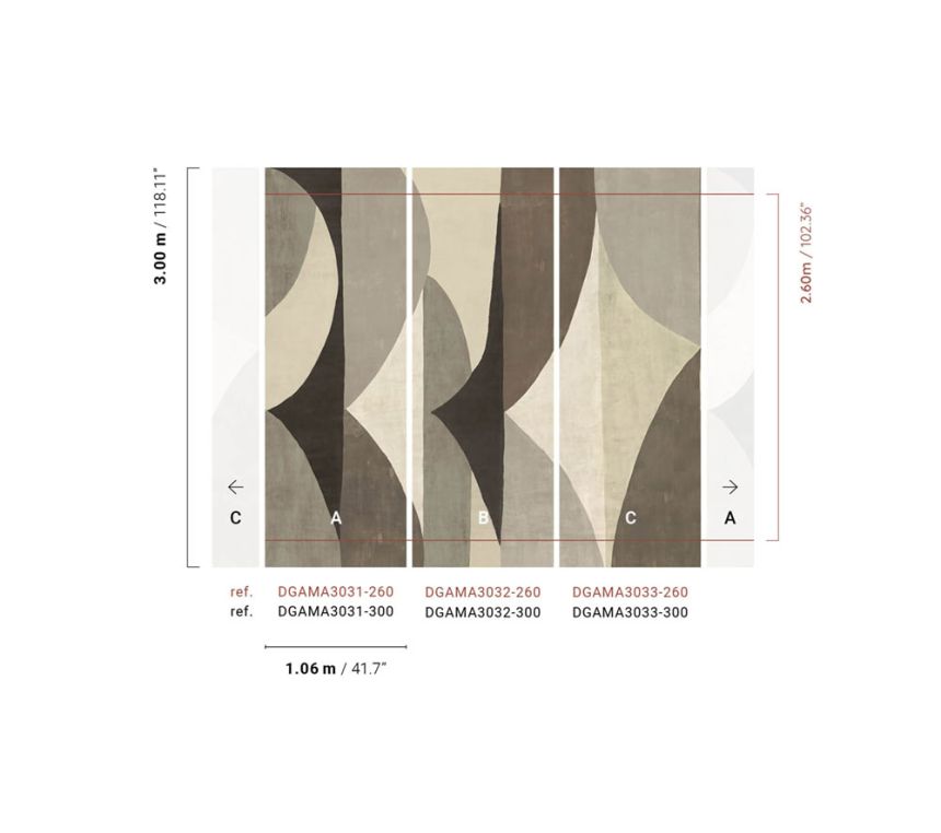 Geometric non-woven wall mural, grey, DGAMA3031-260, Amani, Masureel