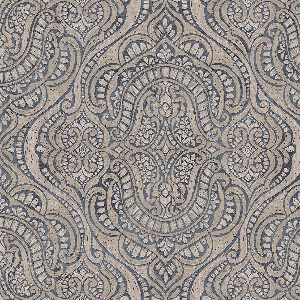 Luxurious non-woven wallpaper, blue-beige, baroque, 42216, Aura, Cristiana Masi by Parato