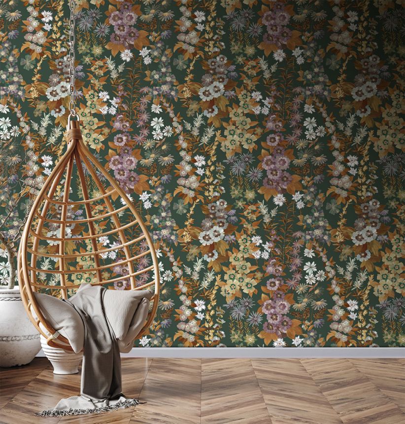 Non-woven wall mural, green, flowers, FW4025-10, Feature Walls, Decoprint