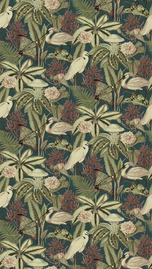 Non-woven wall mural, green, birds, leaves, FW4061-3, Feature Walls, Decoprint