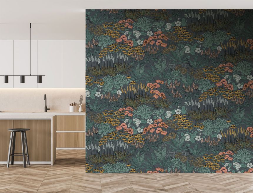 Non-woven wall mural, blue, flowers, FW4062-4, Feature Walls, Decoprint