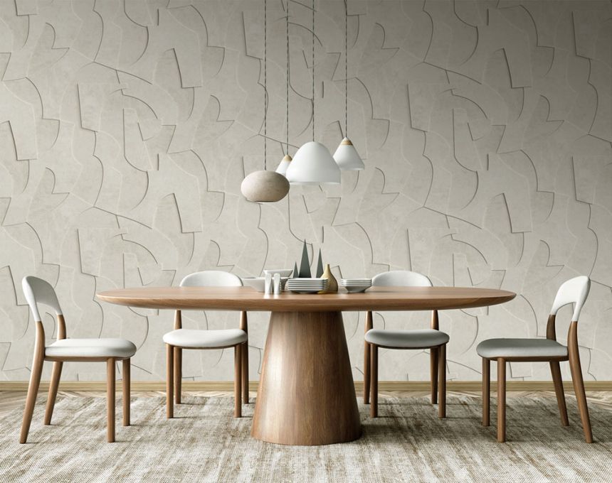 Geometric non-woven wall mural, 3D, grey, FW4042-1, Feature Walls, Decoprint