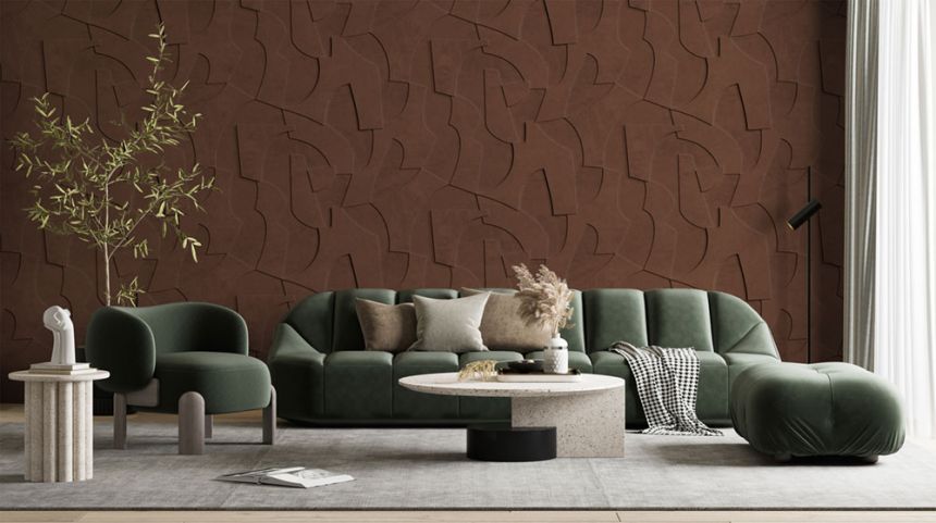Geometric non-woven wall mural, 3D, brown, FW4042-4, Feature Walls, Decoprint