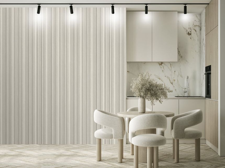 Non-woven wall mural, 3D slat imitation, grey, FW4043-3, Feature Walls, Decoprint