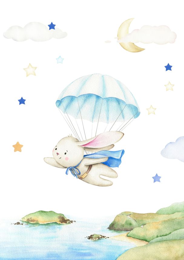 Customized non-woven wall mural, Animals, flying bunny, 10106, Vavex