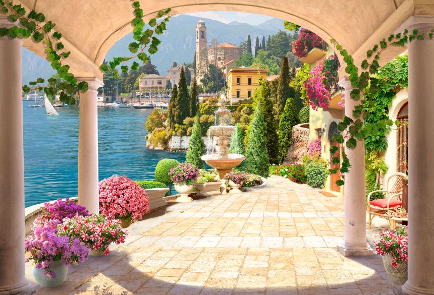 Customized non-woven wall mural, Mediterranean terrace, 10110, Vavex