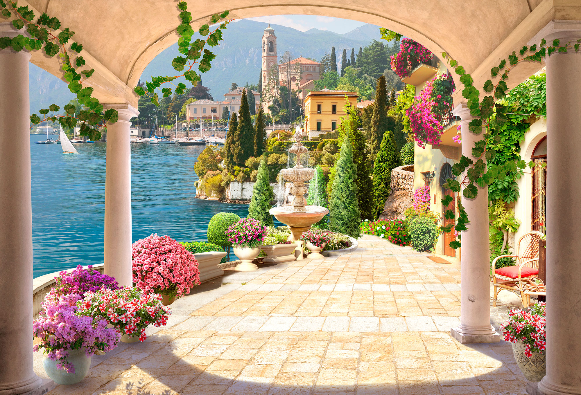 Customized non-woven wall mural, Mediterranean terrace, 10110, Vavex