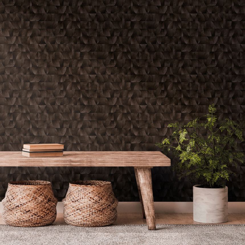 Luxury non-woven wallpaper, grey-beige, wood imitation, Z57728, Architexture 2,  Zambaiti Parati