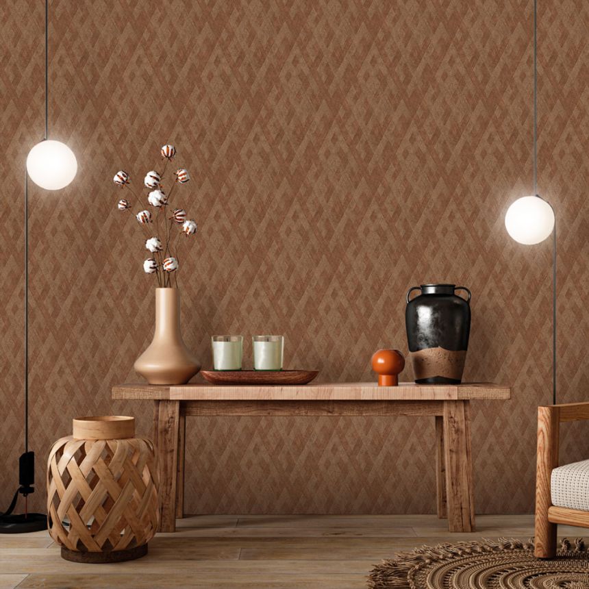 Luxury non-woven wallpaper, brown-beige, fabric imitation, Z57759, Architexture 2,  Zambaiti Parati