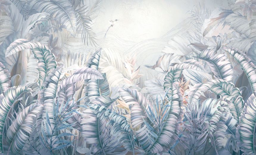 Luxury non-woven wall mural, blue, leaves, Z57770, Architexture 2,  Zambaiti Parati