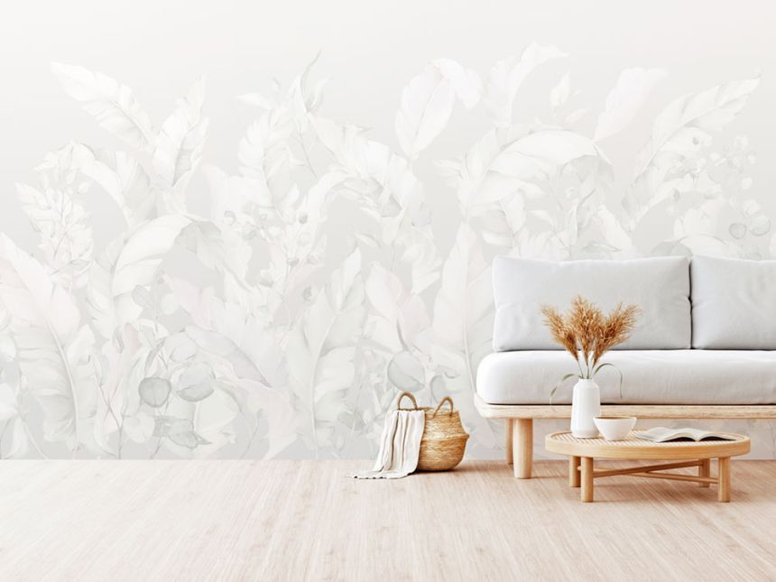 Luxury non-woven wall mural, grey, leaves, Z57773, Architexture 2,  Zambaiti Parati