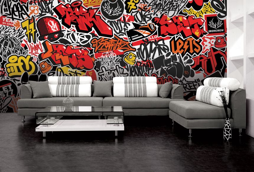 Customized non-woven wall mural, Graffiti, 10144, Vavex