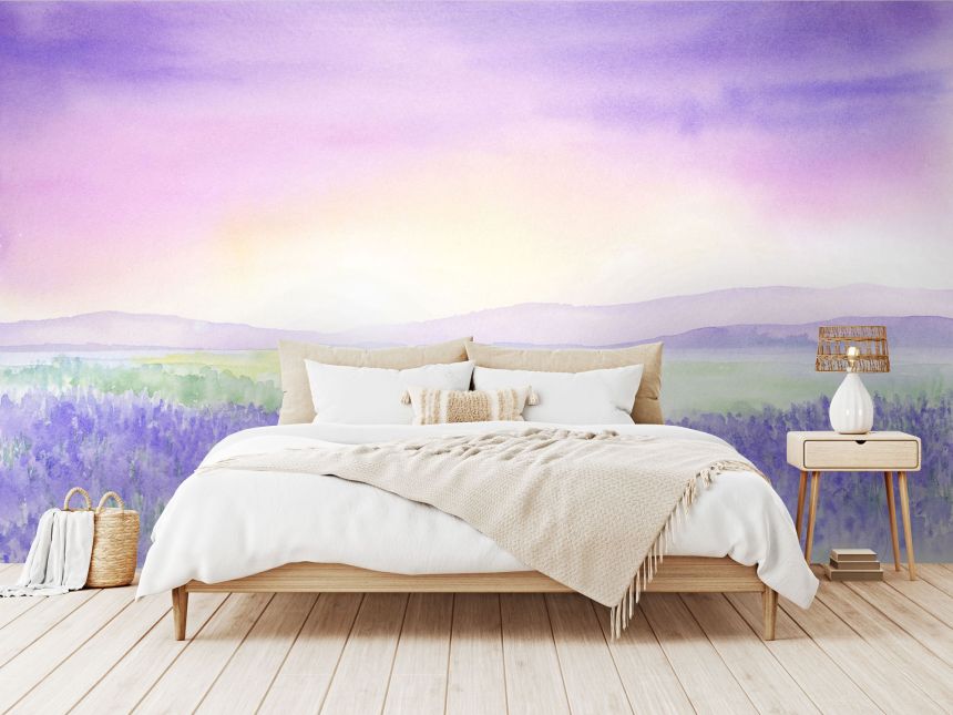 Customized non-woven wall mural, Watercolor lavender field, 10168, Vavex
