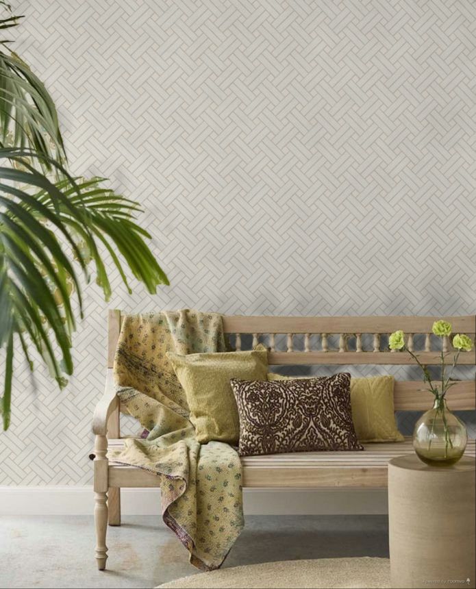 Geometric wallpaper, grey-cream, 32420, Vitalis, Parato by Cristiana Masi