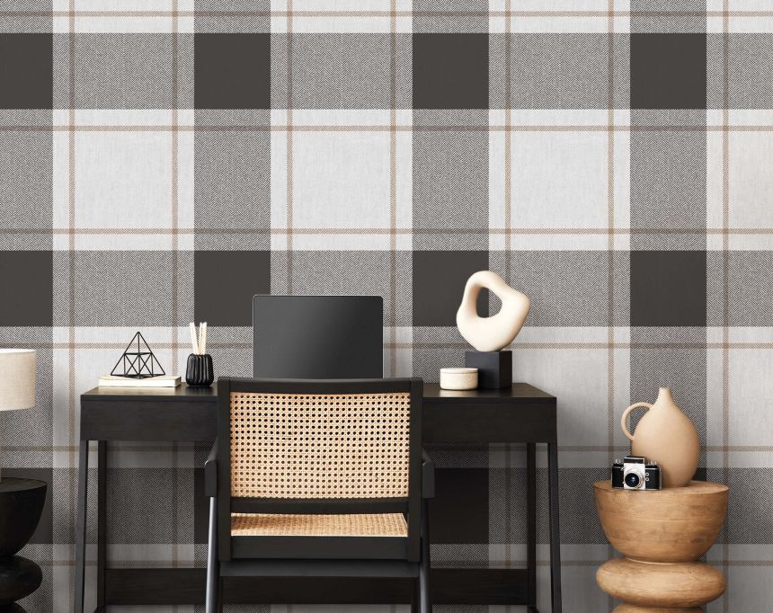 Wallpaper, grey-black, fabric imitation, 38409, Top Stripes, Parato by Cristiana Masi