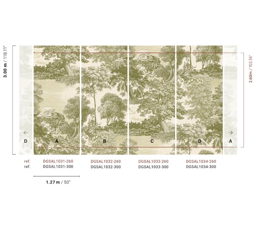 Mural wallpaper, green, forest, trees, DGSAL1034-300, Amazone, Masureel