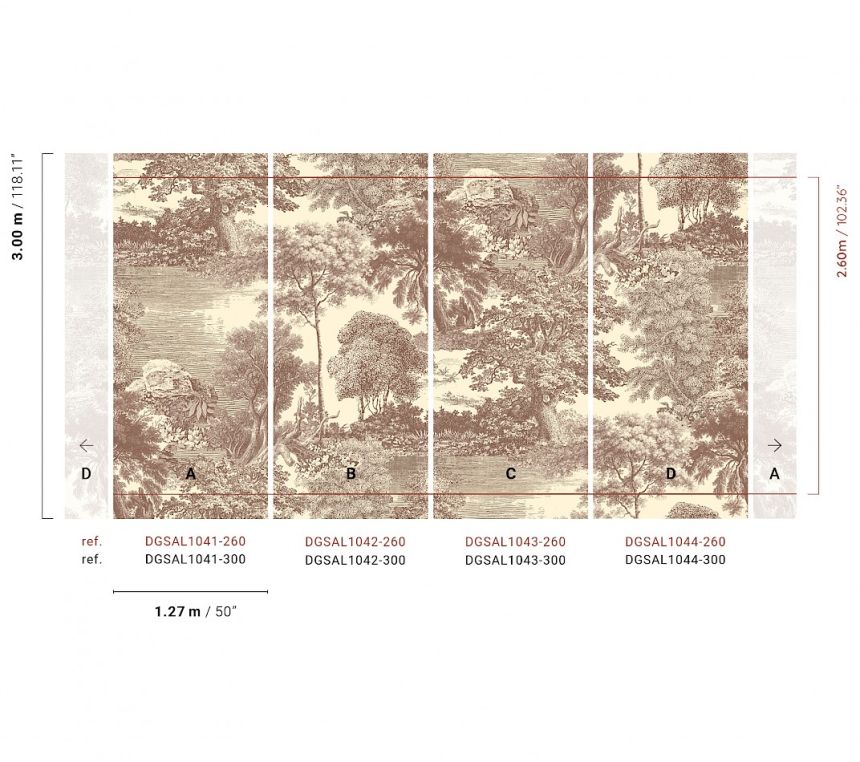 Mural wallpaper, brown, forest, trees, DGSAL1044-260, Amazone, Masureel