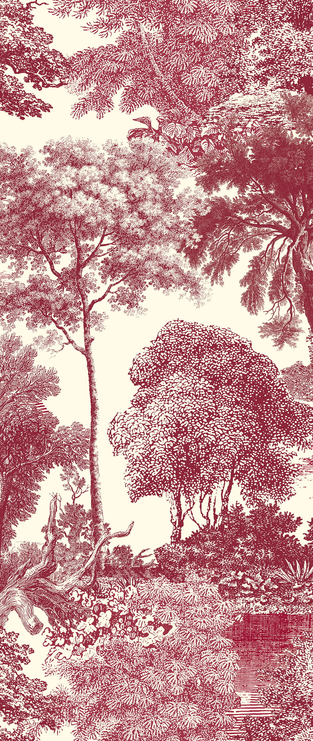 Mural wallpaper, red, forest, trees, DGSAL1052-260, Amazone, Masureel