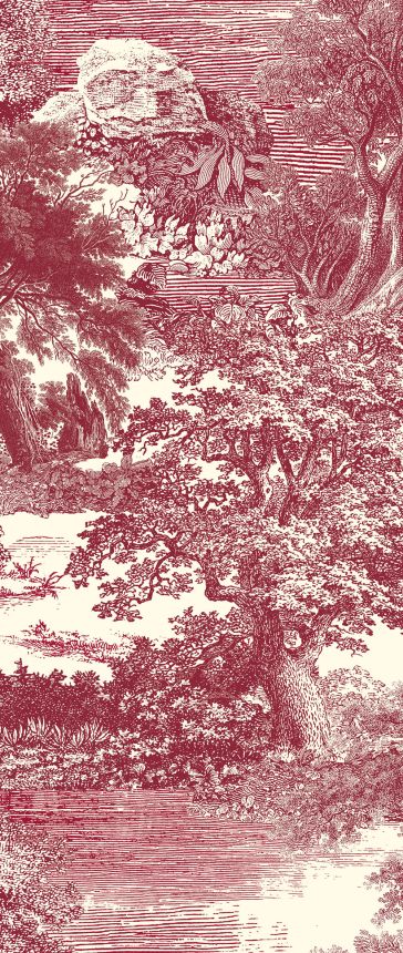 Mural wallpaper, red, forest, trees, DGSAL1053-300, Amazone, Masureel