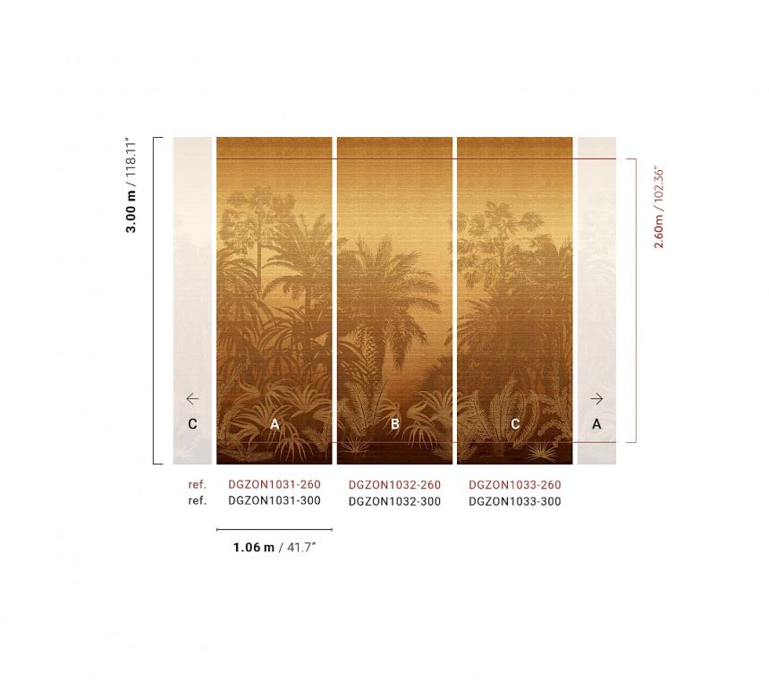 Mural wallpaper, brown, palms, DGZON1032-300, Amazone, Masureel