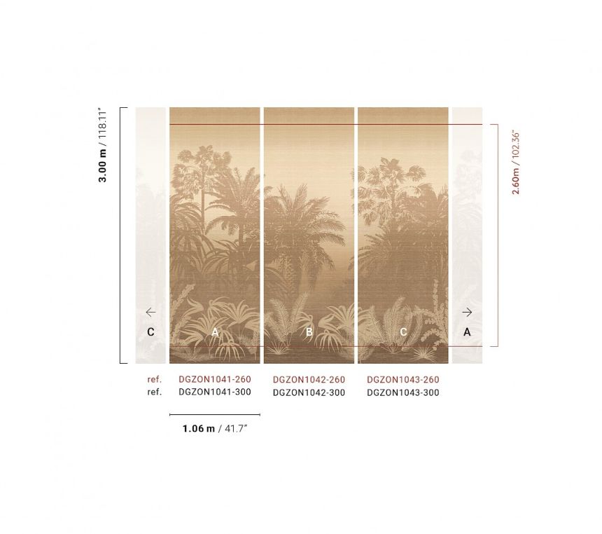 Mural wallpaper, brown-beige, palms, DGZON1041-300, Amazone, Masureel