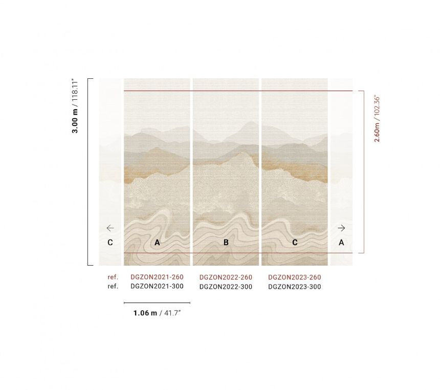 Mural wallpaper, grey-beige, mountain landscape, DGZON2022-300, Amazone, Masureel