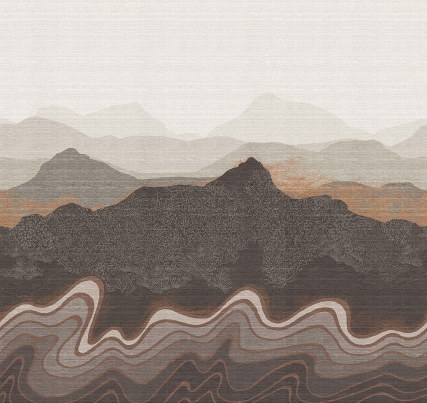 Mural wallpaper, brown-grey, mountain landscape, DGZON2033-260, Amazone, Masureel