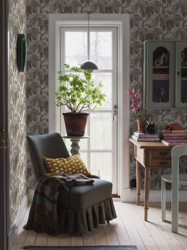 Wallpaper, brown-beige, leaves, 4840, New Heritage, Borastapeter