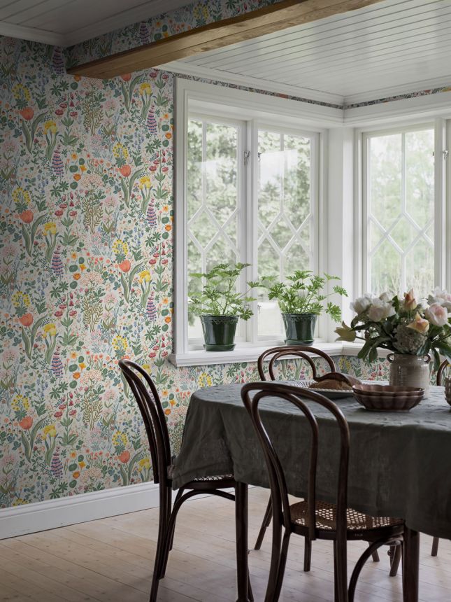 White wallpaper, flowers, 2053, Icons, Borastapeter