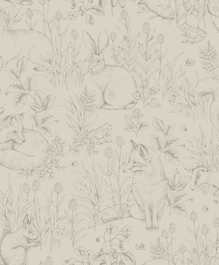 Wallpaper, grey-beige, animals, 6922, Newbie Wallpaper, Boråstapeter