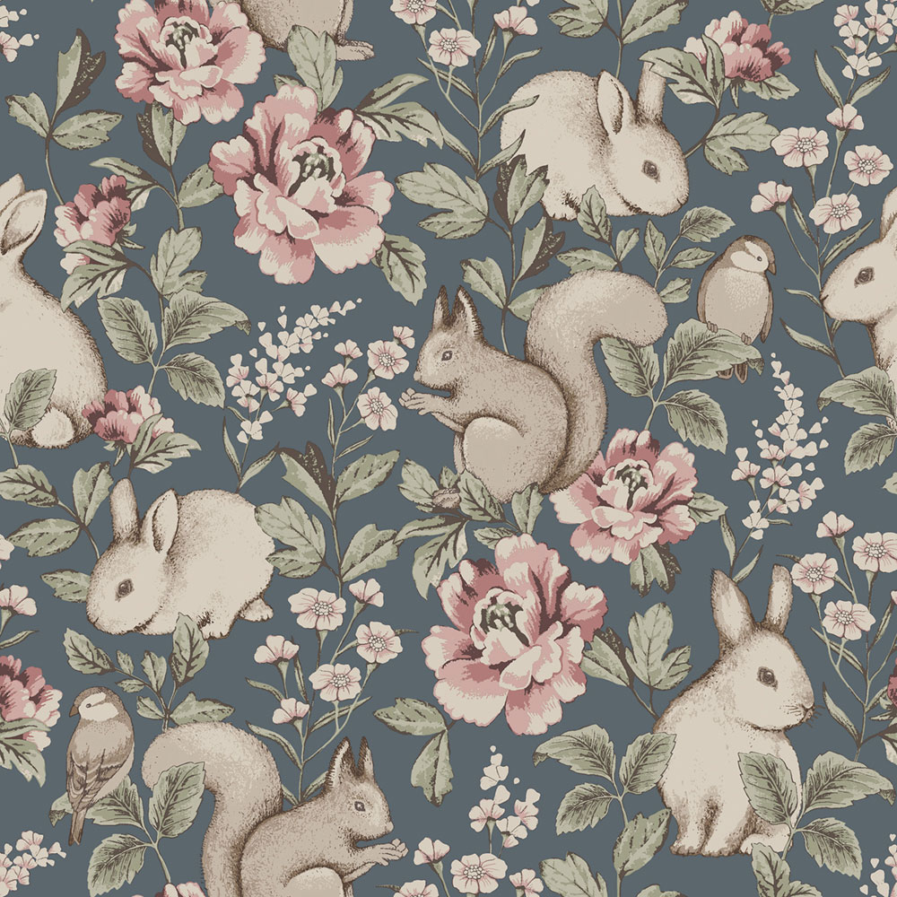 Wallpaper, blue, animals, 6932, Newbie Wallpaper, Boråstapeter