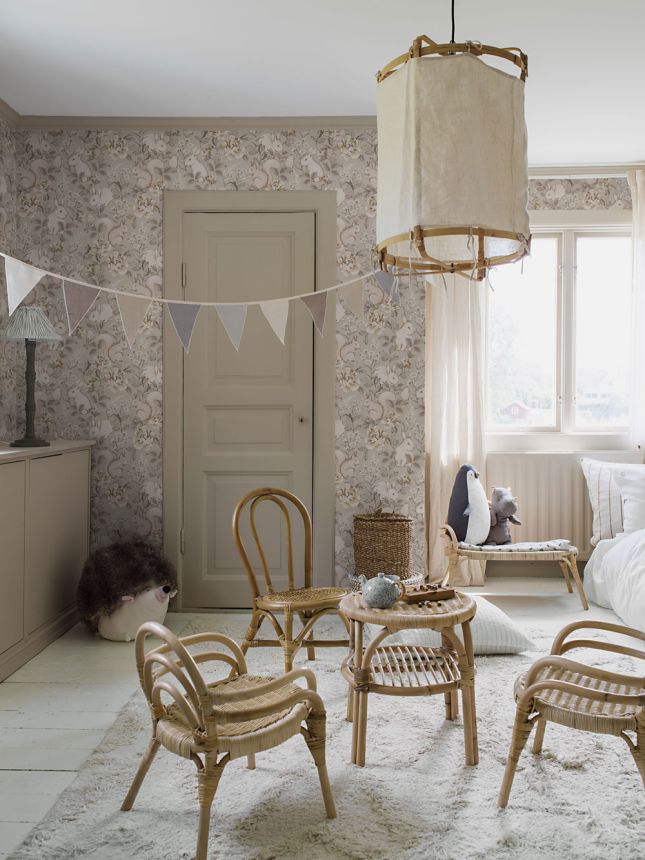 Wallpaper, beige, animals, 6933, Newbie Wallpaper, Boråstapeter