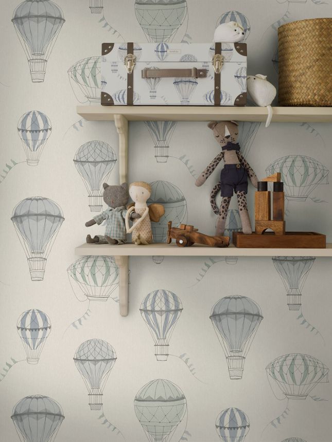 Wallpaper, blue-green, balloons, 6940, Newbie Wallpaper, Boråstapeter