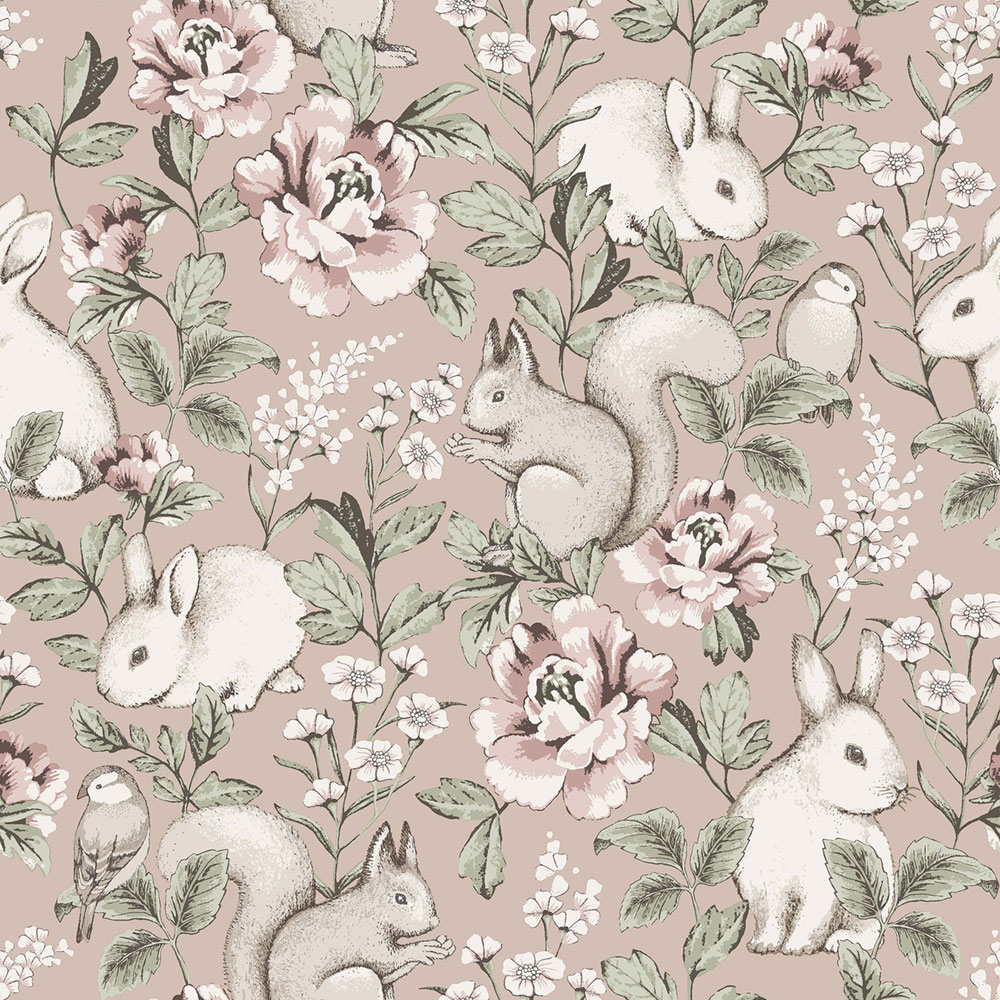 Wallpaper, pink, animals, 7476, Newbie Wallpaper, Boråstapeter