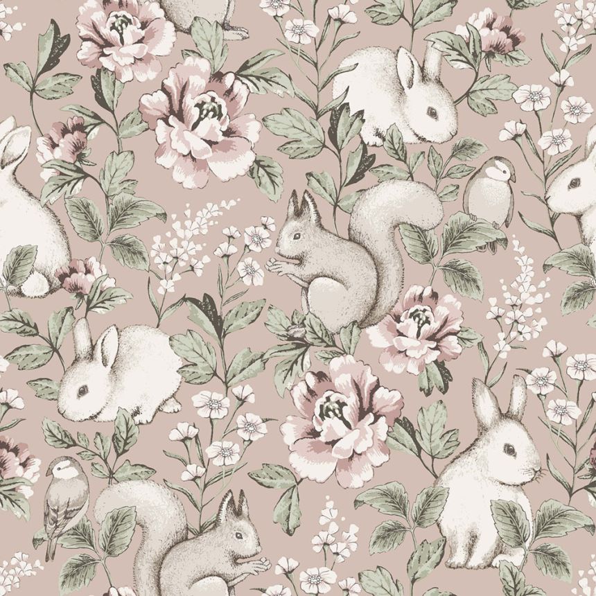 Wallpaper, pink, animals, 7476, Newbie Wallpaper, Boråstapeter