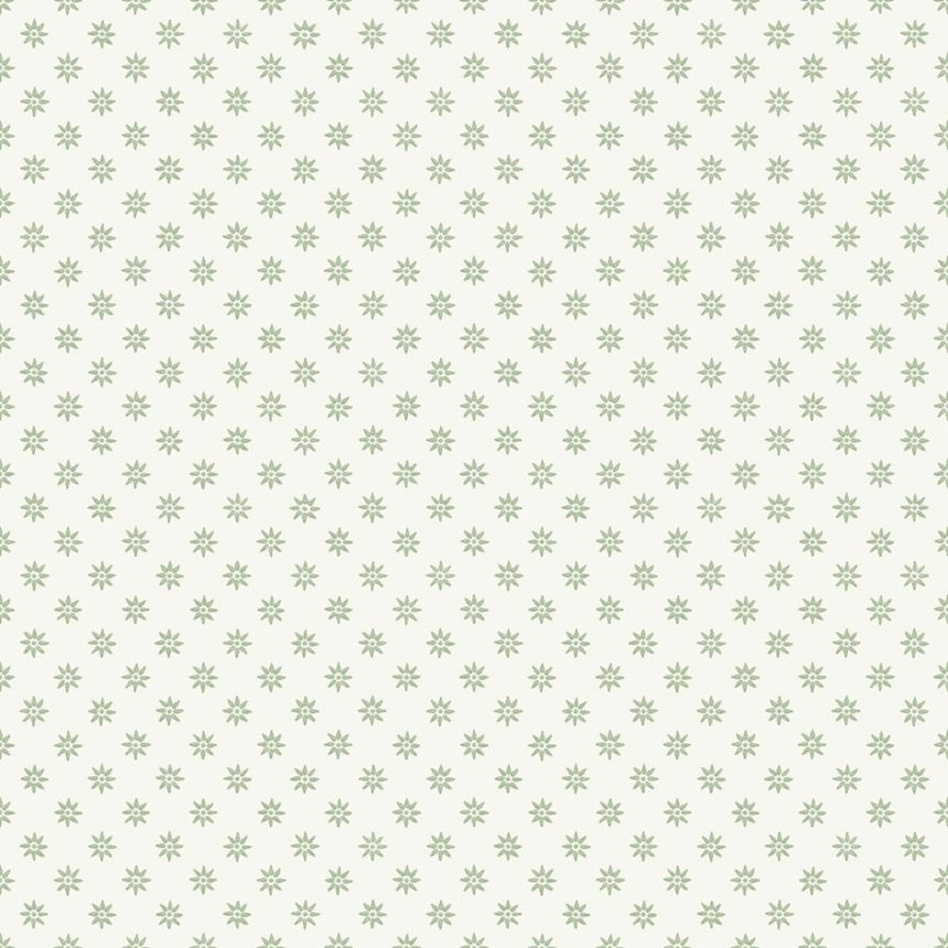 Wallpaper, white-green, flowers, 5809, Nordic Folk, Borastapeter
