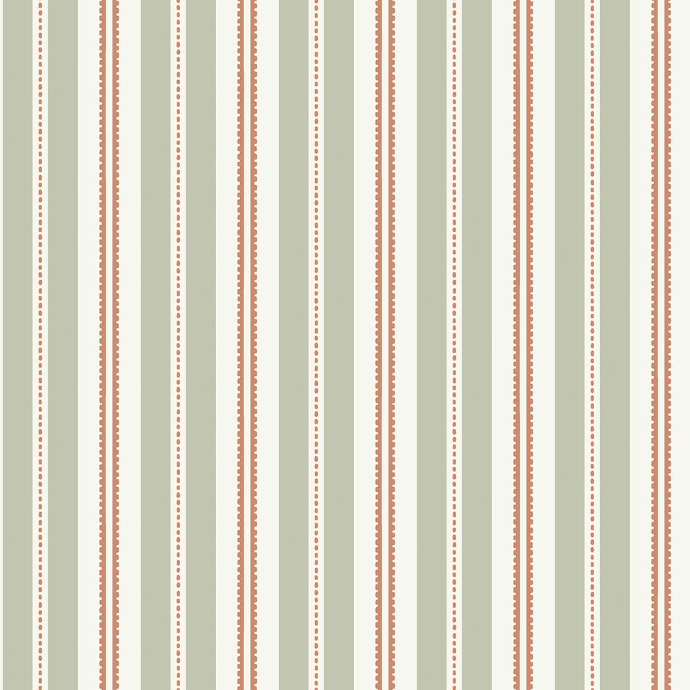 Wallpaper, green-red, stripes, 5819, Nordic Folk, Borastapeter